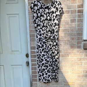 Joie Black and White Floral Midi Dress
